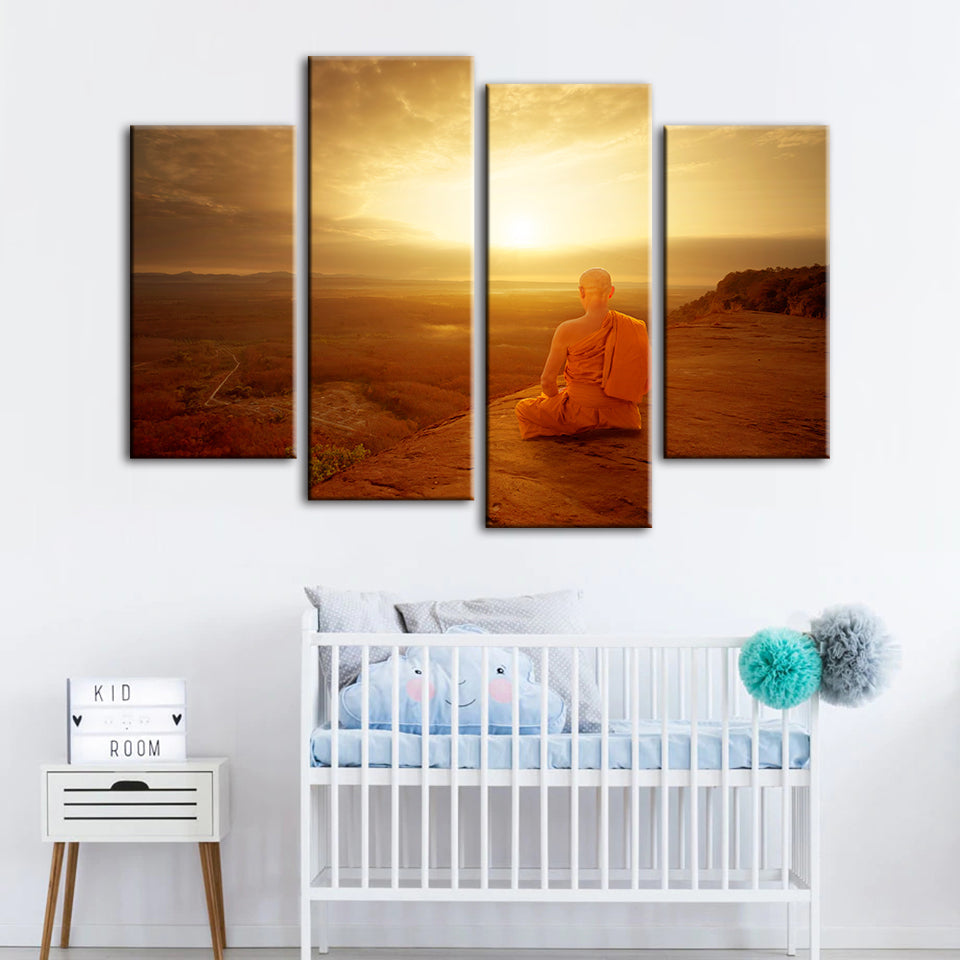 Warm Morning 4 stuk - Canvas wandkunst schilderij
