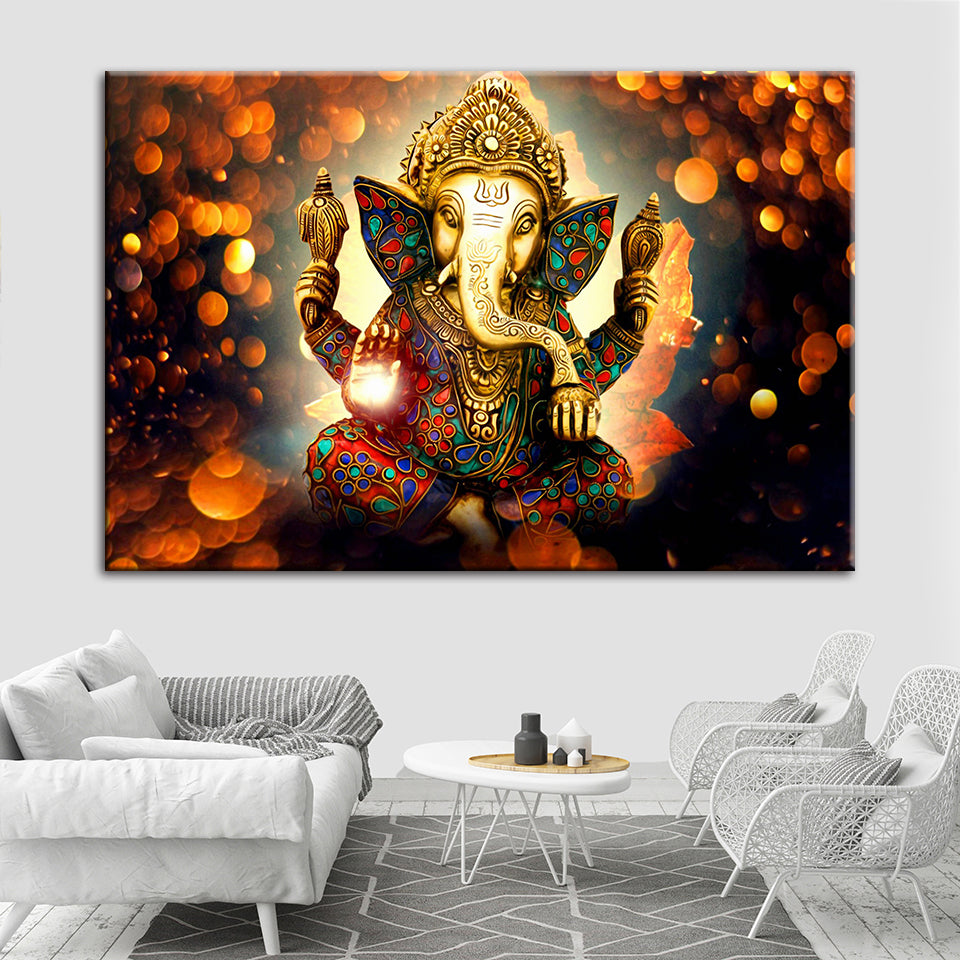 Hindoe Lord Ganesha - Canvas Wandkunst Schilderij