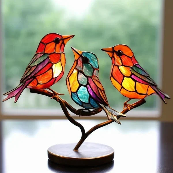 LuxeHome - AvianElegance Vogels gemaakt van gekleurd glas voor een verfijnd interieurontwerp