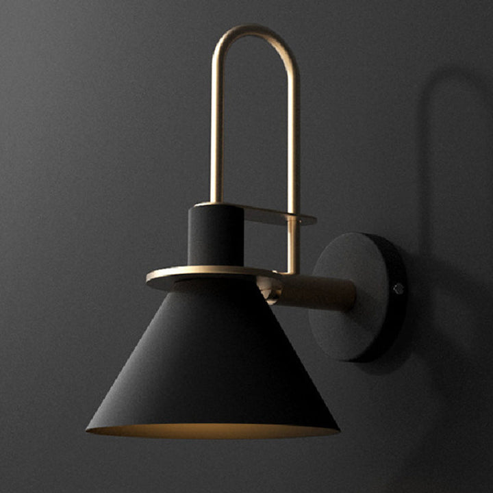 1 Lichte Nachtkastwandgemonteerde Lamp Eenvoudige Zwart/Wit/Groen Wandlamp met Kegelformige Metalen Kap