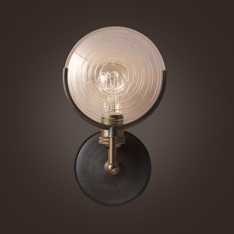 Bewaffnete Wandleuchte Traditioneel Metaal 11,5"/24" Breedte 1 Kop Zwarte Wandleuchte met ronde gematteerde Glas-Decor