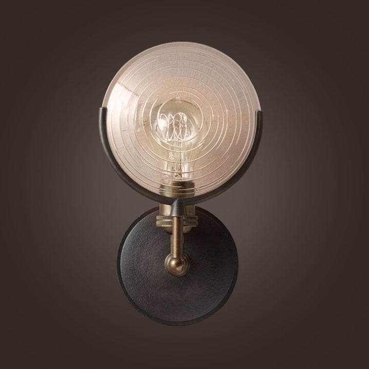 Bewaffnete Wandleuchte Traditioneel Metaal 11,5"/24" Breedte 1 Kop Zwarte Wandleuchte met ronde gematteerde Glas-Decor