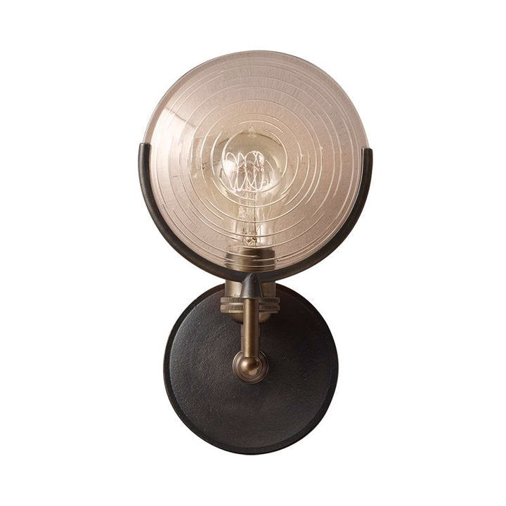 Bewaffnete Wandleuchte Traditioneel Metaal 11,5"/24" Breedte 1 Kop Zwarte Wandleuchte met ronde gematteerde Glas-Decor