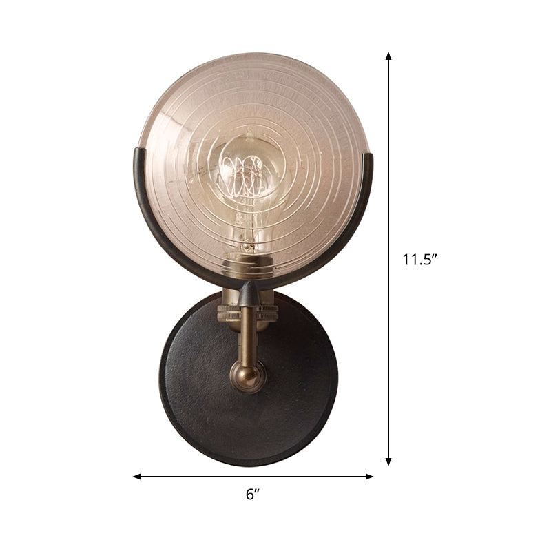 Bewaffnete Wandleuchte Traditioneel Metaal 11,5"/24" Breedte 1 Kop Zwarte Wandleuchte met ronde gematteerde Glas-Decor