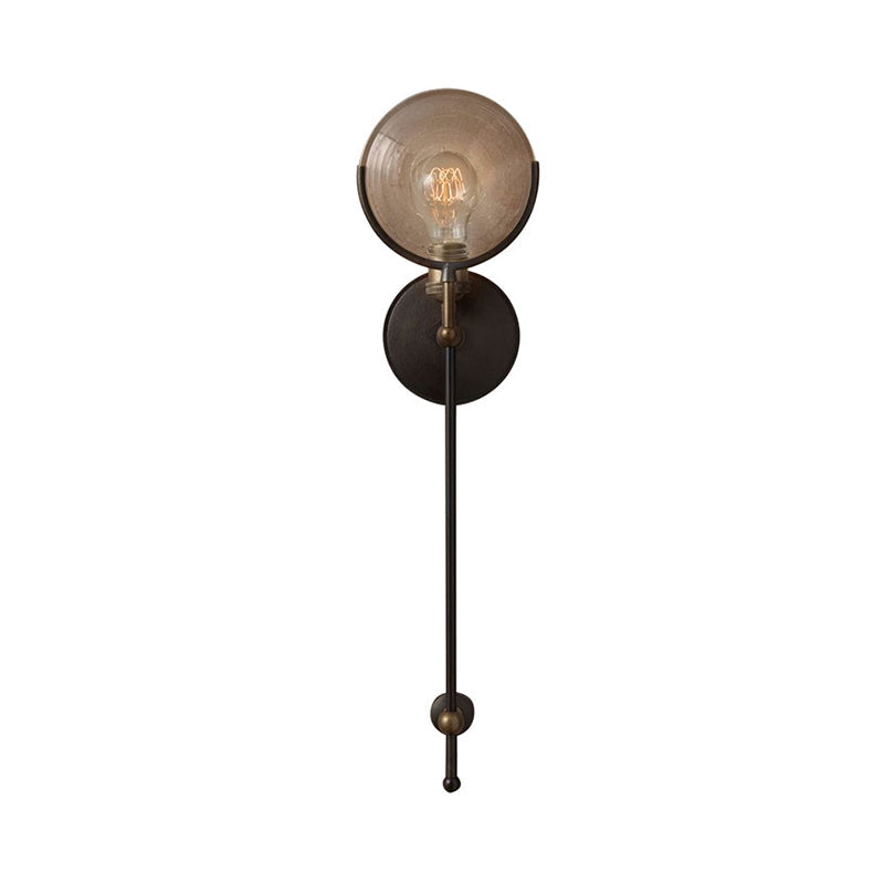 Bewaffnete Wandleuchte Traditioneel Metaal 11,5"/24" Breedte 1 Kop Zwarte Wandleuchte met ronde gematteerde Glas-Decor