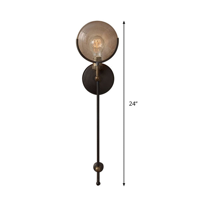 Bewaffnete Wandleuchte Traditioneel Metaal 11,5"/24" Breedte 1 Kop Zwarte Wandleuchte met ronde gematteerde Glas-Decor