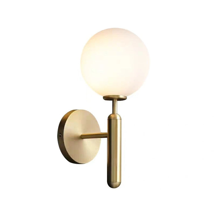 Melkglas Bol Wandlamp Hedendaags 1 Kop Messing Wandmontage Verlichtingsarmatuur met Metalen Potloodarm