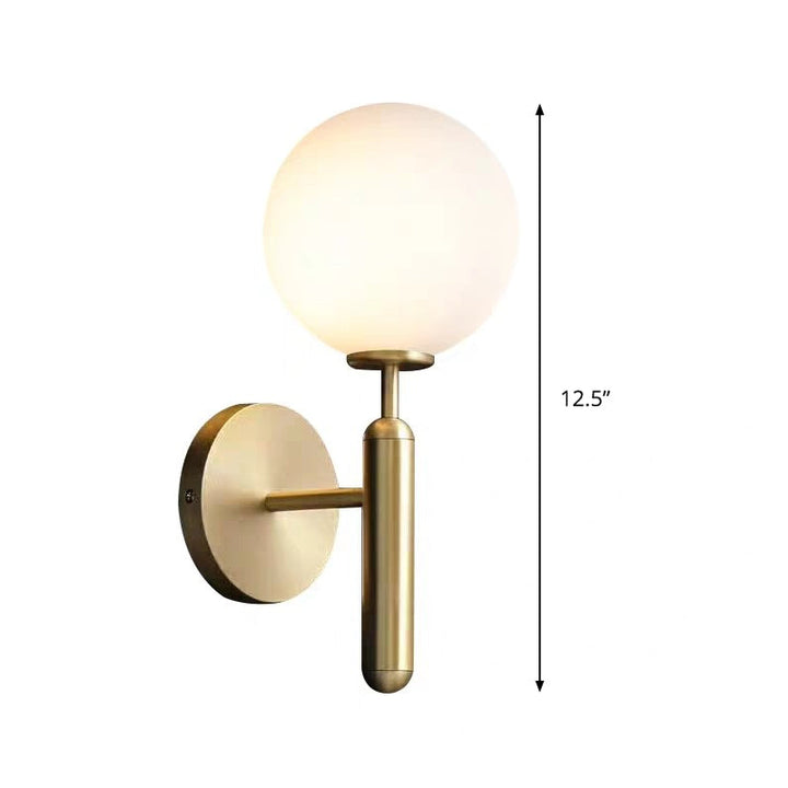 Melkglas Bol Wandlamp Hedendaags 1 Kop Messing Wandmontage Verlichtingsarmatuur met Metalen Potloodarm
