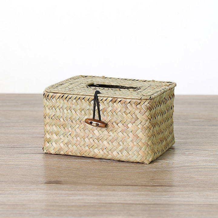 Handwoven storage box with practical lid