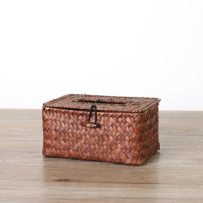 Handwoven storage box with practical lid