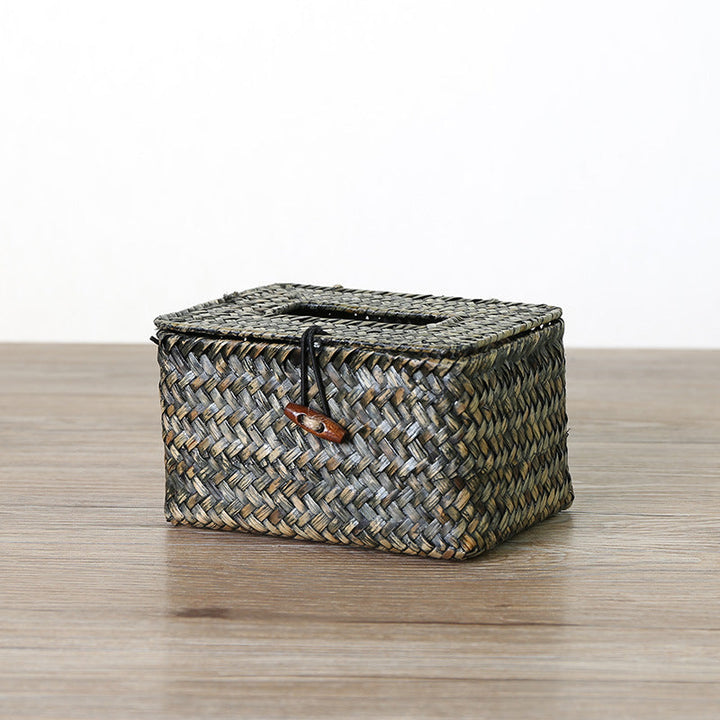 Handwoven storage box with practical lid