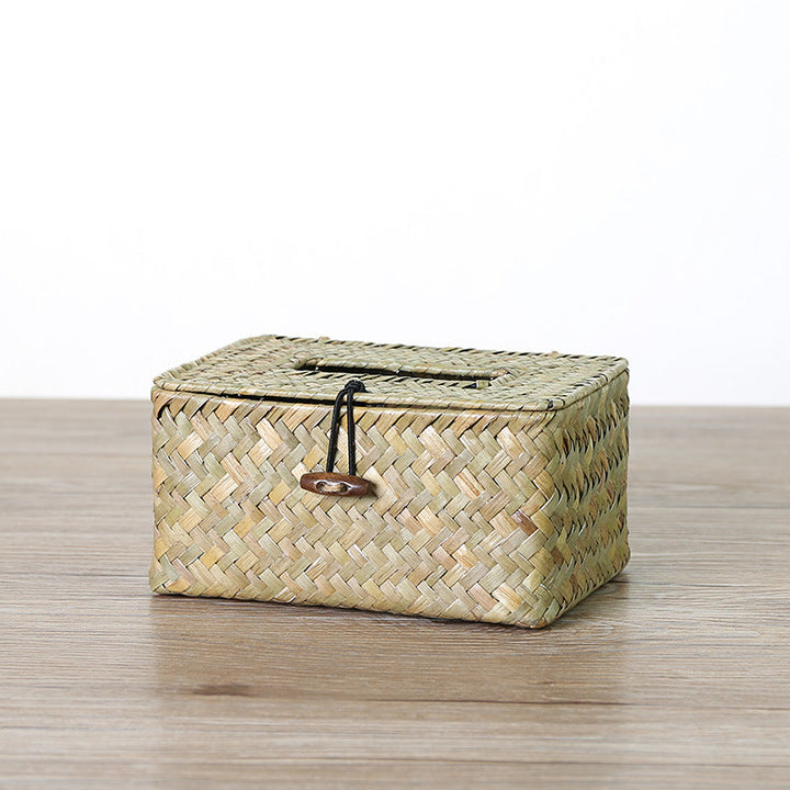 Handwoven storage box with practical lid