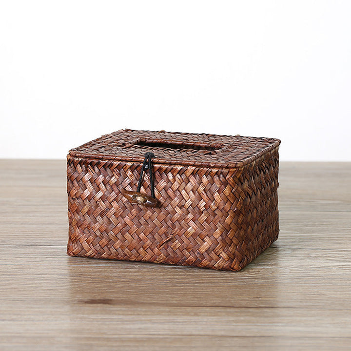 Handwoven storage box with practical lid