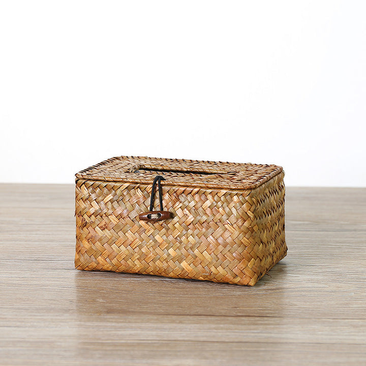 Handwoven storage box with practical lid