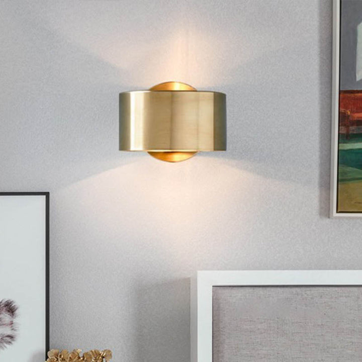 Drum Wandgemonteerde Lamp Minimalistisch Metaal 1 Kop Woonkamer Wandverlichtingselement in Goud