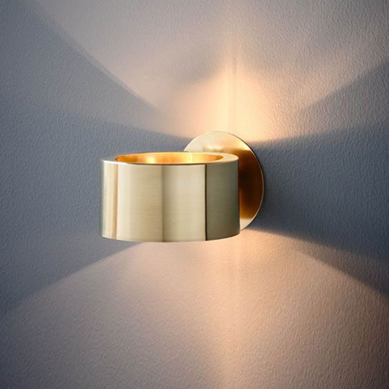 Drum Wandgemonteerde Lamp Minimalistisch Metaal 1 Kop Woonkamer Wandverlichtingselement in Goud