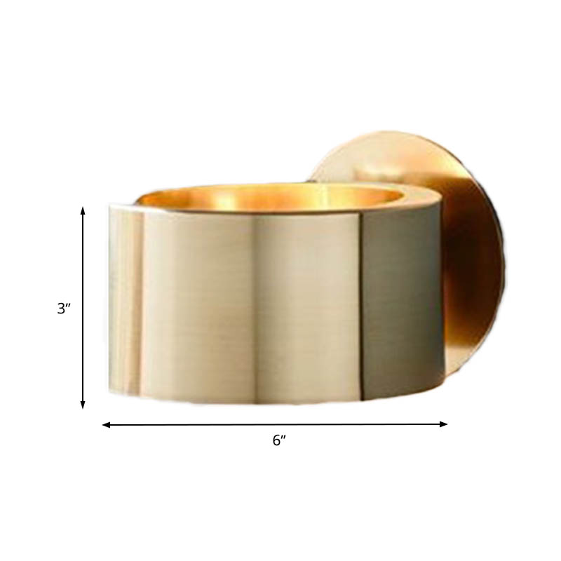 Drum Wandgemonteerde Lamp Minimalistisch Metaal 1 Kop Woonkamer Wandverlichtingselement in Goud