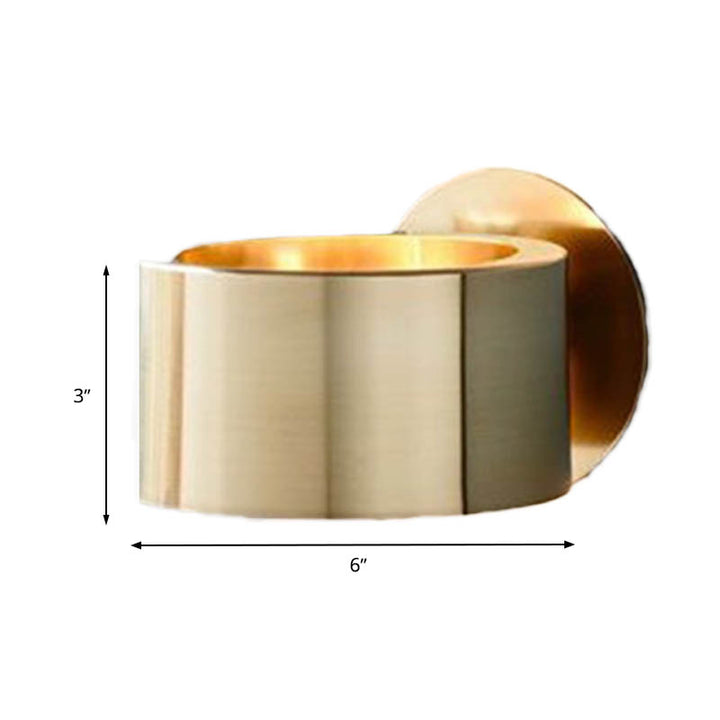 Drum Wandgemonteerde Lamp Minimalistisch Metaal 1 Kop Woonkamer Wandverlichtingselement in Goud