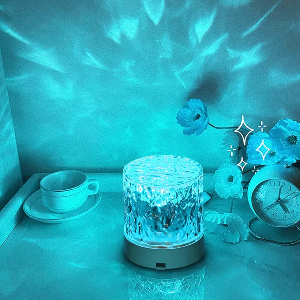 Kristal lamp watergolven projector nachtlamp decoratie thuis slaapkamer esthetische sfeer vakantiecadeau zonsonderganglichten huisdecoratie