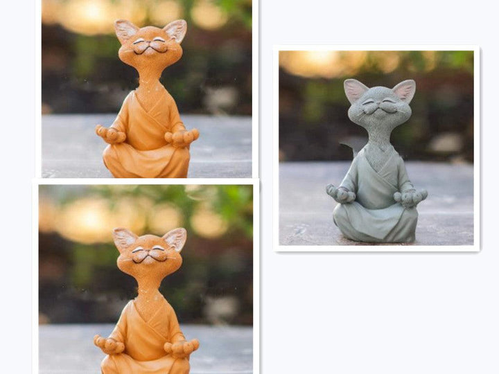 Speelse Zwarte Boeddha Kat Figurine Meditatie Yoga Verzamelfiguur Gelukkige Kat Decor Huis Tuin Decoratie Tuin Ornament
