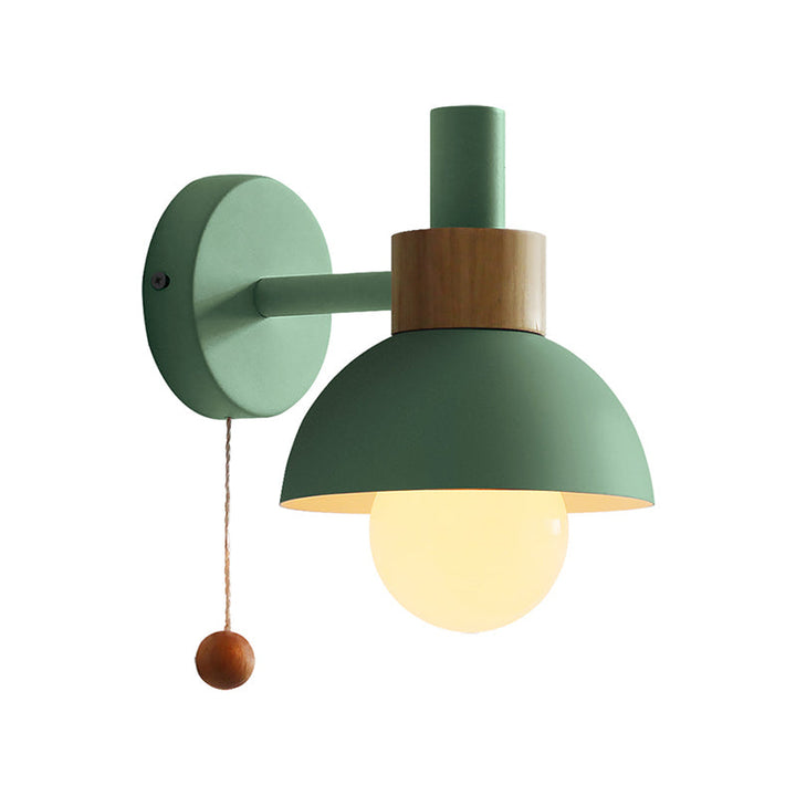 Macaron Kuppel Wandlamp 1-Lamp Wandlamp met metalen kap en trekkoord in wit/roze/groen