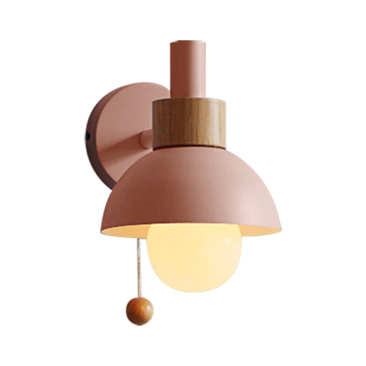 Macaron Kuppel Wandlamp 1-Lamp Wandlamp met metalen kap en trekkoord in wit/roze/groen
