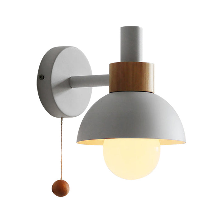 Macaron Kuppel Wandlamp 1-Lamp Wandlamp met metalen kap en trekkoord in wit/roze/groen