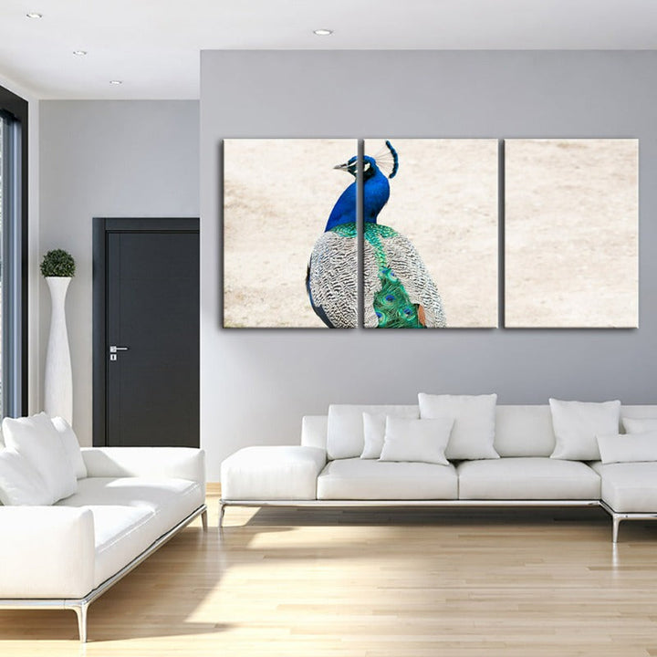 Rock elegante Pfau-Leinwand Wandkunst Schilderij 3 delen