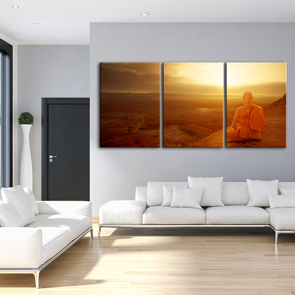 Warm Morning 3 stuk - Canvas Wandkunst Schilderij