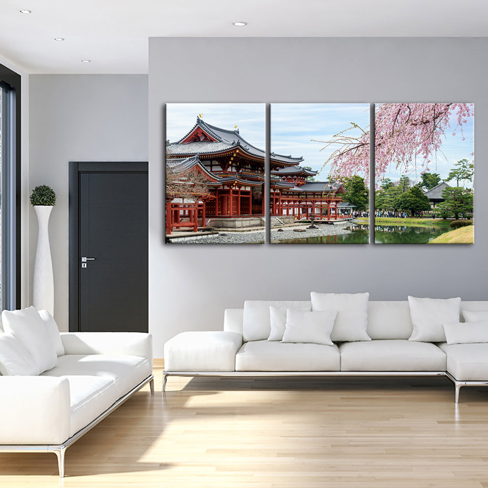 Temple Park 3 Delen - Canvas Muurdecoratie Schilderij