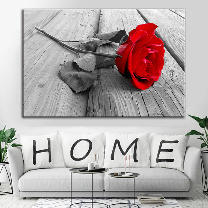 Einsame Rose - Canvas Wandkunst Schilderij
