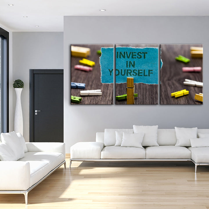 Investeer in jezelf 3-delige - Canvas Muurkunst Schilderij