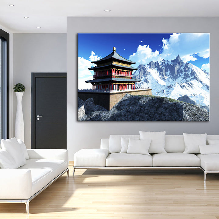 Tempel In Den Bergen - Canvas Wandkunst Schilderij