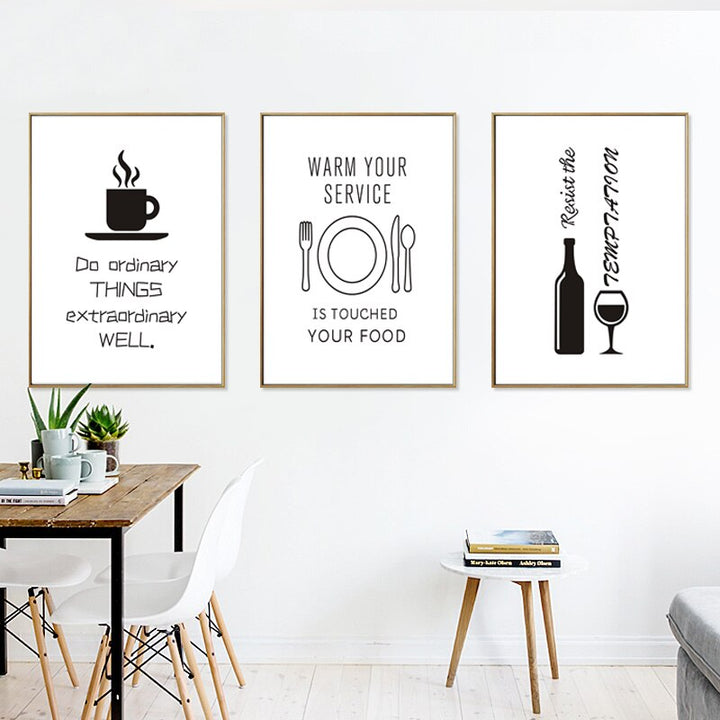 Minimalistische levensmiddelen wijn - canvas wandkunst schilderij