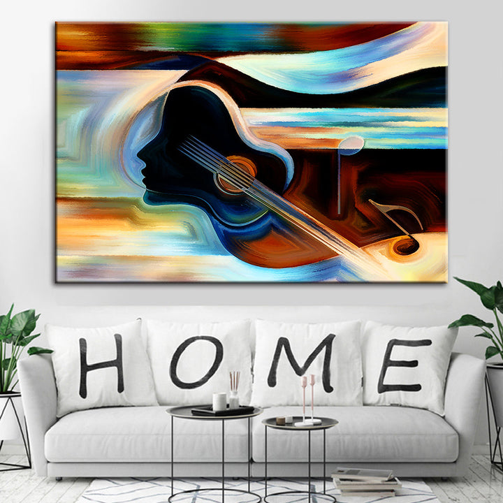 Guitar Lady - Canvas Muur Kunst Schilderij