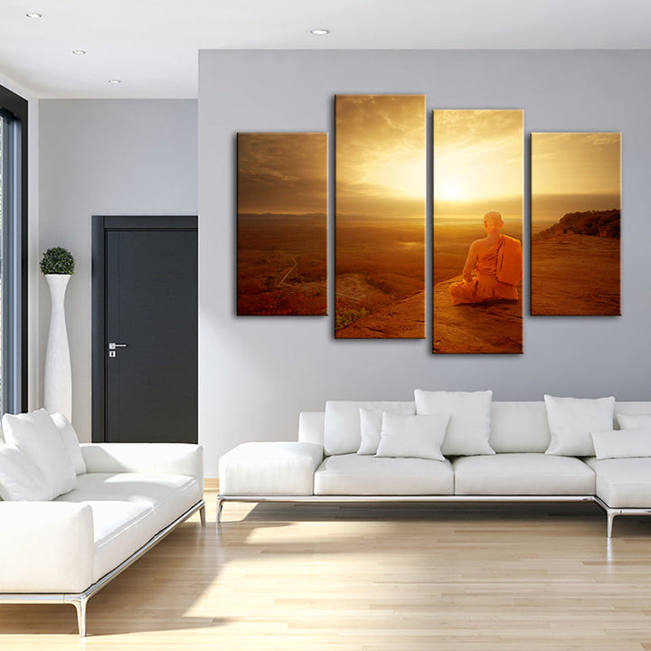 Warm Morning 4 stuk - Canvas wandkunst schilderij