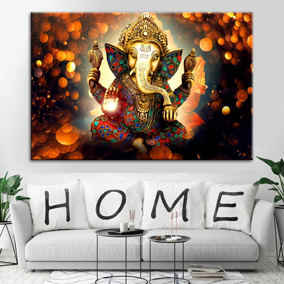 Hindoe Lord Ganesha - Canvas Wandkunst Schilderij