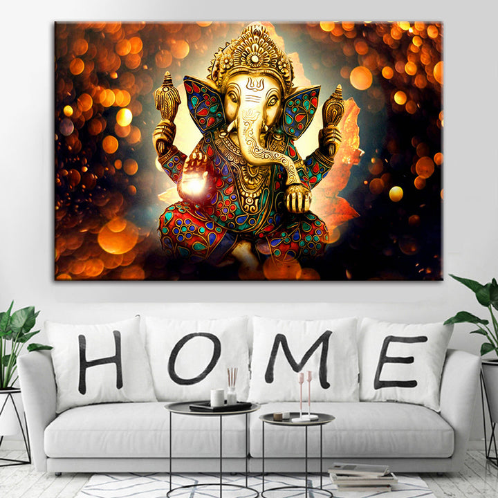 Hindoe Lord Ganesha - Canvas Wandkunst Schilderij