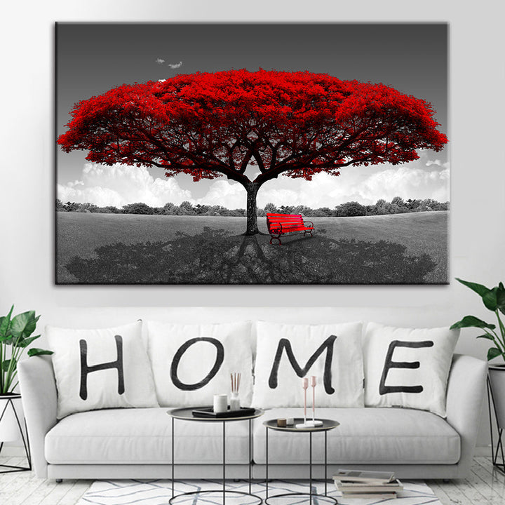 Rode Bloemen - Canvas Wanddecoratie Schilderij | Door de natuur geïnspireerde wandkunst