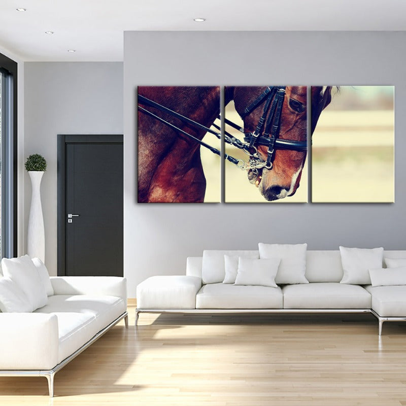Graceful Halter Paard Canvas Muur Kunst Schilderij 3 Stukken