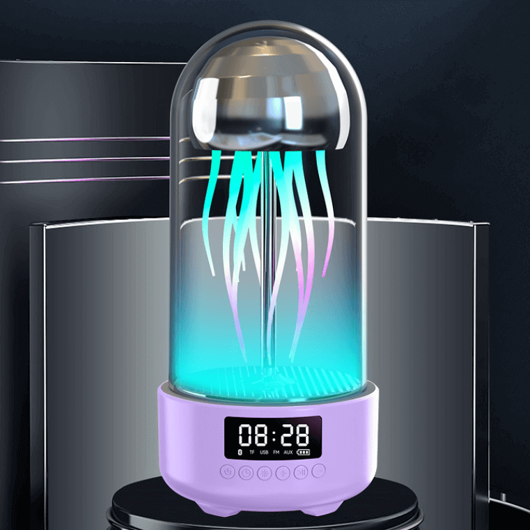 Kreatieve 3in1 Kleurrijke Medusenlamp met Klok Luminieuze Draagbare Stereo Ademend Licht Slimme Decoratie Bluetooth Luidspreker
