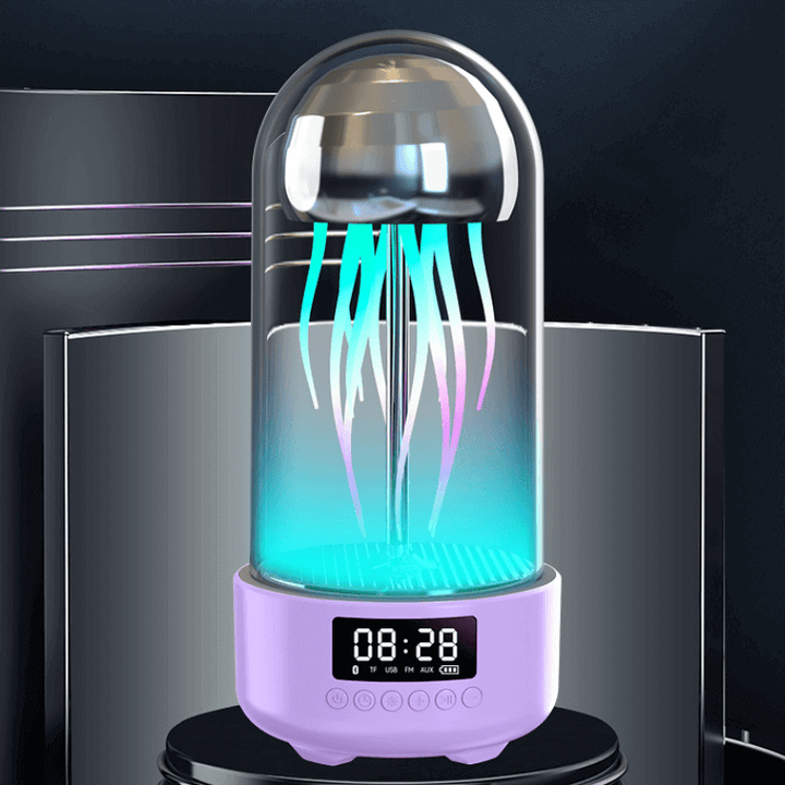Kreatieve 3in1 Kleurrijke Medusenlamp met Klok Luminieuze Draagbare Stereo Ademend Licht Slimme Decoratie Bluetooth Luidspreker