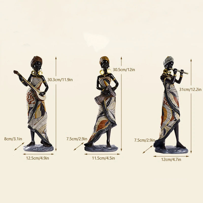 Afrikaanse vrouwelijke muzikantensculptuur