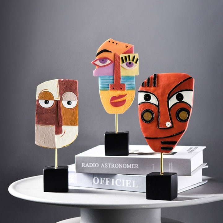 Abstract Pop-Art Gezicht Thuis Beeldhouwwerk