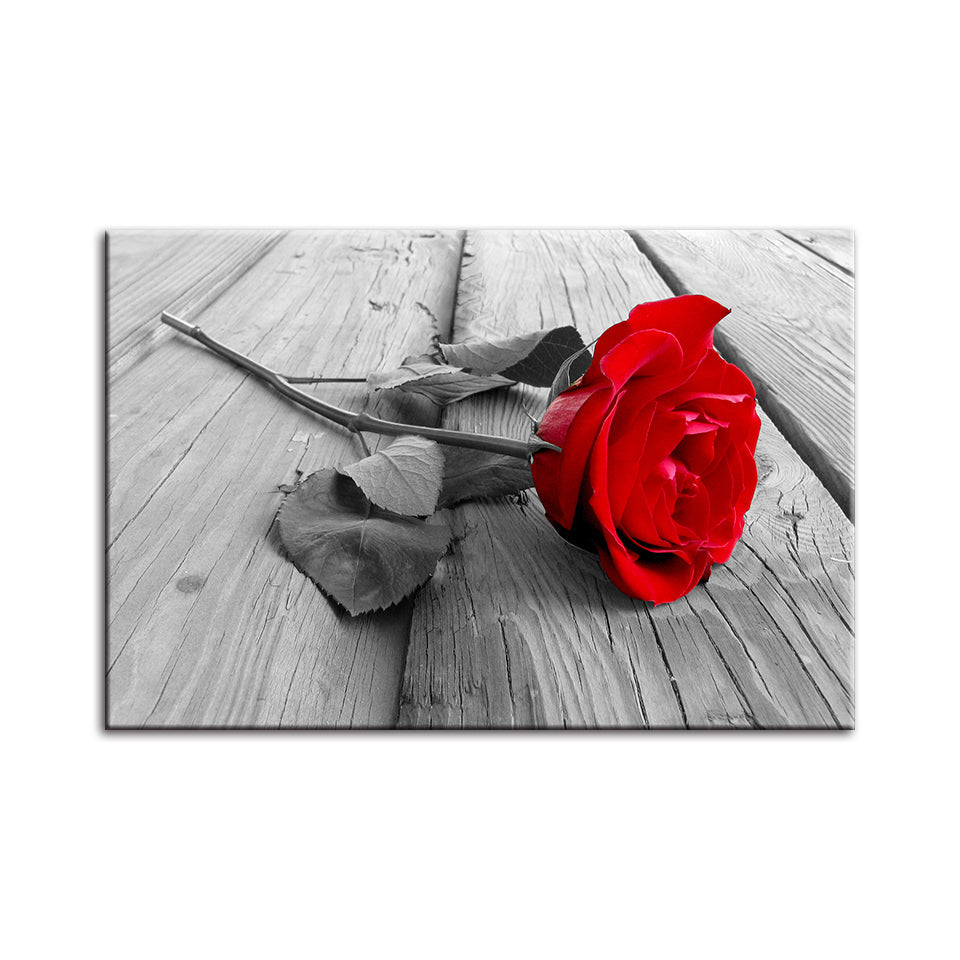 Einsame Rose - Canvas Wandkunst Schilderij