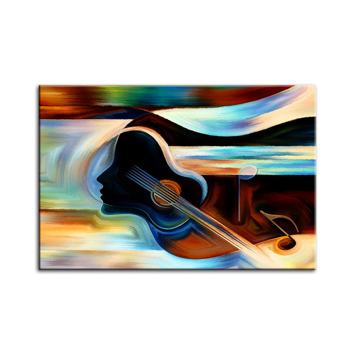 Guitar Lady - Canvas Muur Kunst Schilderij
