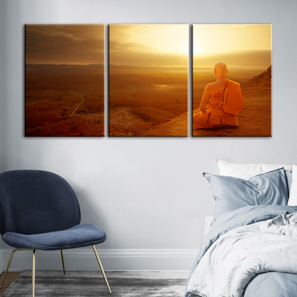 Warm Morning 3 stuk - Canvas Wandkunst Schilderij