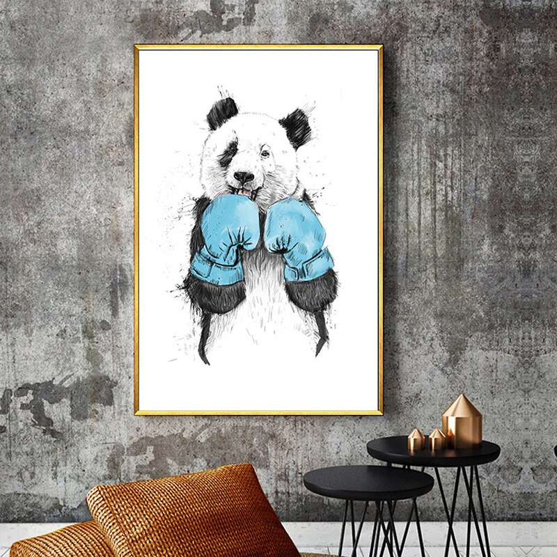 Lustiger Boxkampf-Panda Dier Banksy - Canvas Wandkunst Schilderij
