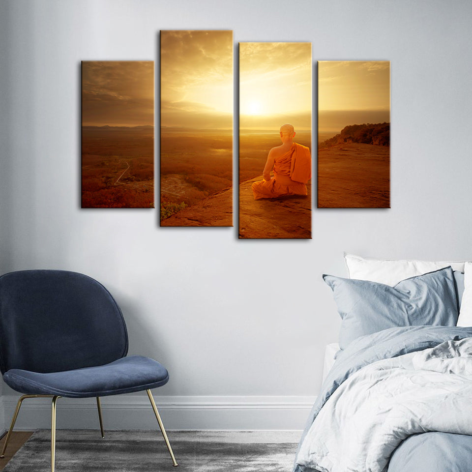 Warm Morning 4 stuk - Canvas wandkunst schilderij