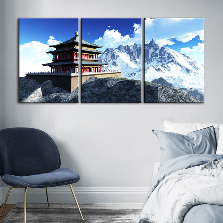 Temple In The Mountains 3 Piece - Canvas Muurkunst Schilderij